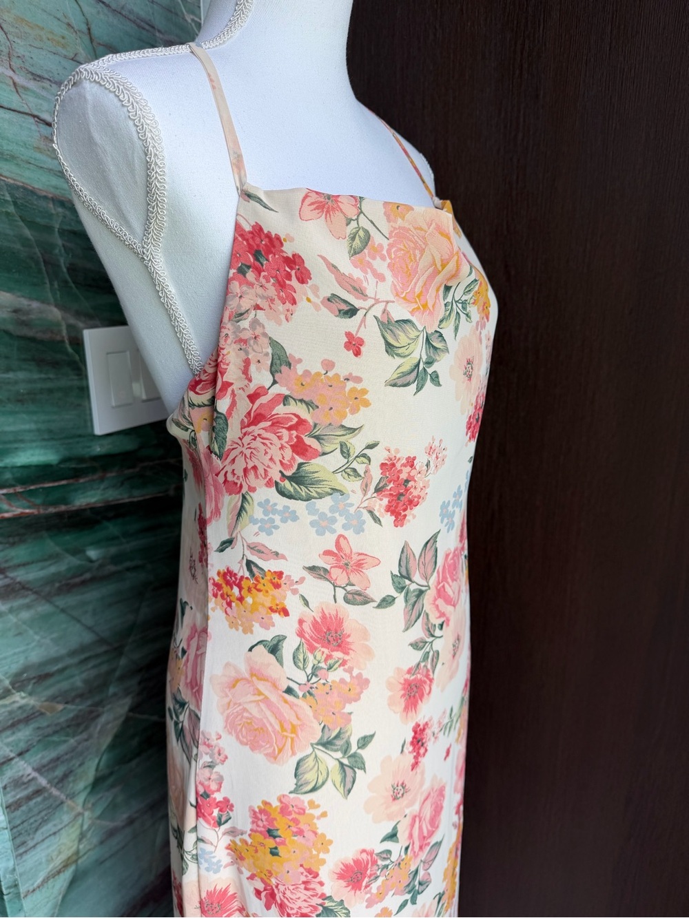 Lulu's Blush Floral Cowl Midi Dress - Picture 9 of 11